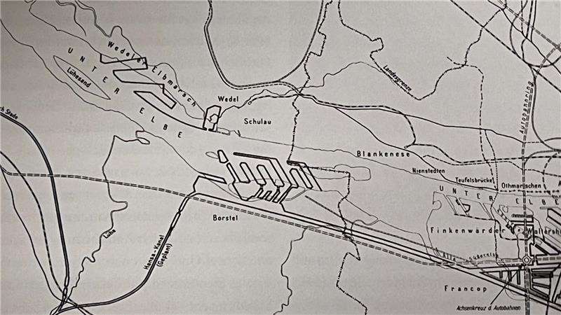 Generalbebauungsplan von 1941 mit Autobahn, Hansa-Kanal und Nazi-Hafen.