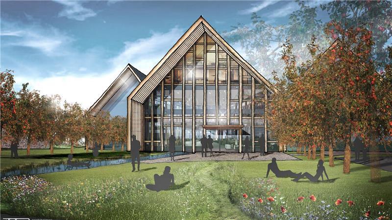 Geschichte: Visualisierung (Straßenansicht) des geplanten Hotels von Upstalsboom.