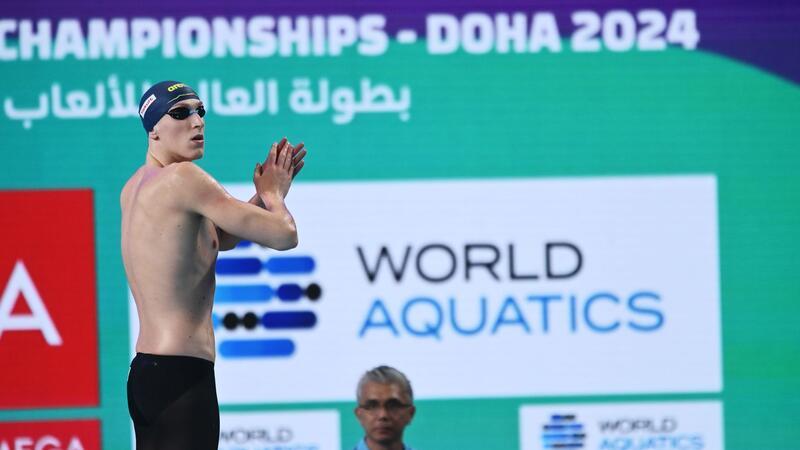 Märtens gewinnt WM-Bronze über 400 Meter Freistil Gewann Bronze über 400 Meter Freistil: Lukas Märtens.