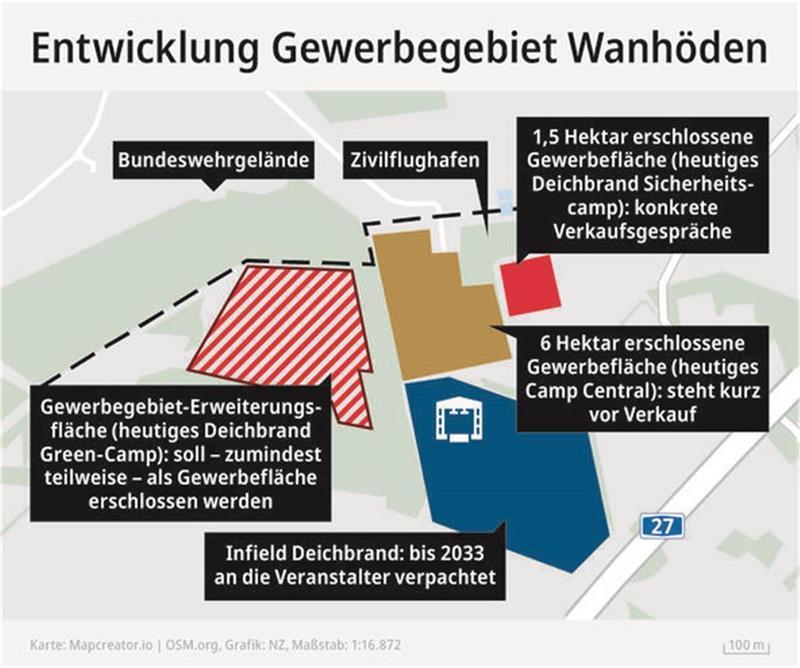 Camp Central vor Aus? Deichbrand droht der Verlust wichtiger Flächen Gewerbegebiet und Deichbrand-Festival liegen in Wanhöden dicht nebeneinander.