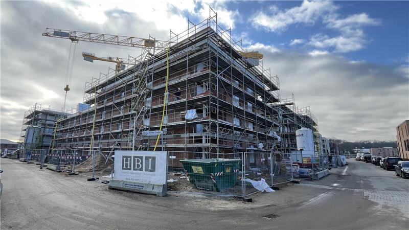 Giselbert 4 nennt sich der fast fertige neue Gebäudekomplex der HBI mit 74 Wohnungen. 22 davon sind preisgedämpft.