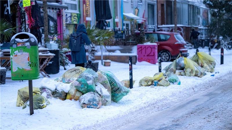 Glatte Straßen und starkes Schneetreiben haben mancherorts die Müllabfuhr gestoppt. (Archibild)
