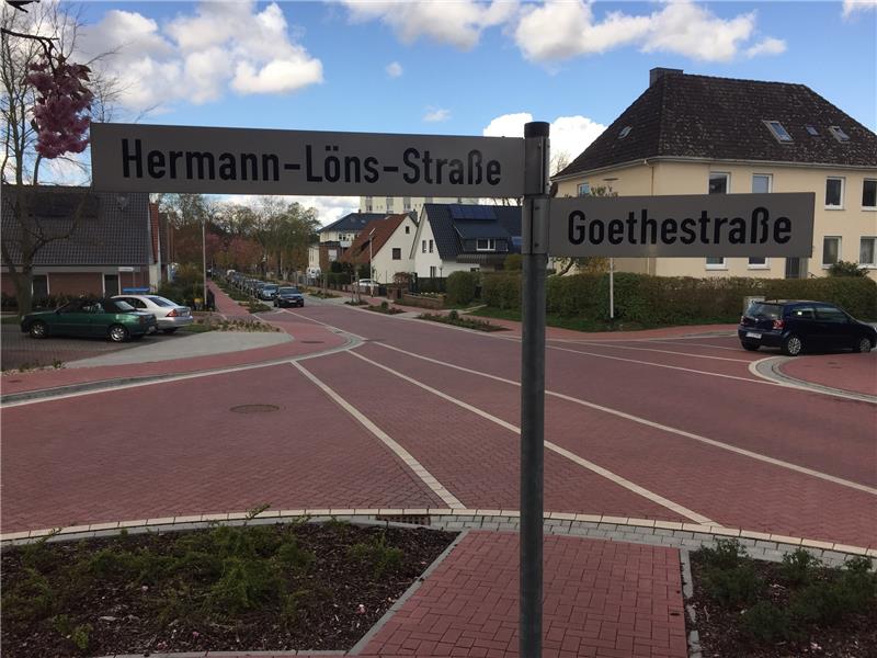 Goethestraße und Hermann-Löns-Straße nach der Sanierung.
