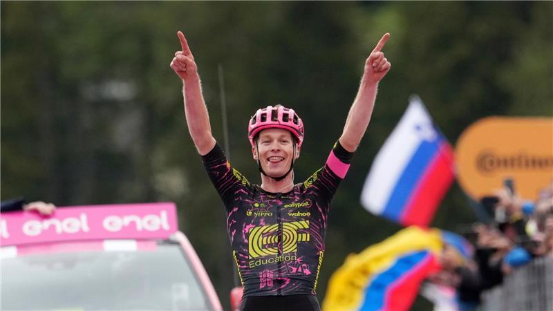 Größter Karriereerfolg: Georg Steinhauser bejubelt seinen Etappensieg beim Giro. 