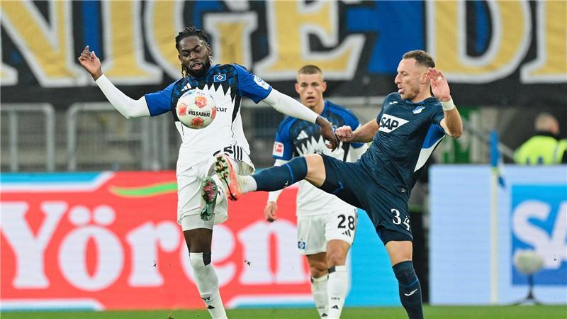 Vier kassiert, viel gelernt: HSV unterliegt bei Hoffenheim HSV-Profi Jordan Torunarigha (l.): harte Gegenwehr durch Hoffenheim und Vladimir Coufal.