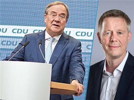Hagen Strauß beobachtet in Berlin das Treiben um Noch-CDU-Chef Armin Laschet (links). Fotos: dpa-Bildfunk/Nordsee Zeitung