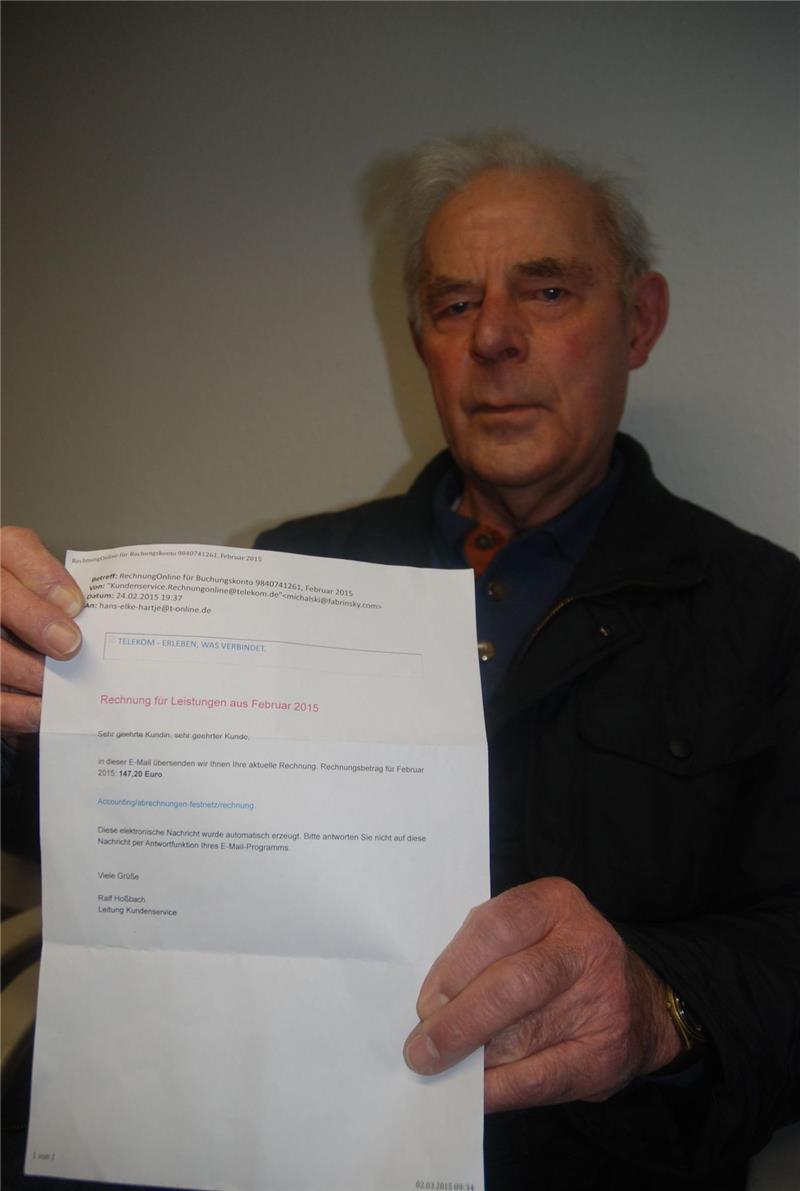 Hans Hartje warnt vor Betrugsmails .  Foto: Felsch
