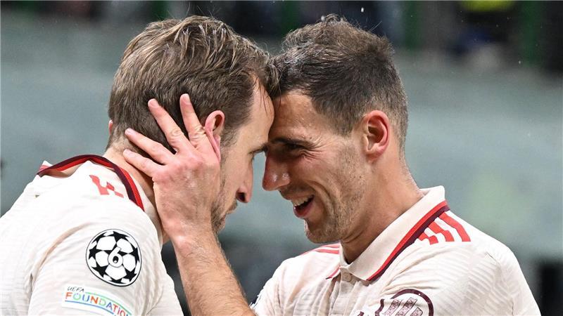 Abgezocktes Inter beendet Bayern-Traum vom „Finale dahoam“ Harry Kane (l) freut sich mit Leon Goretzka über die Bayern-Führung.