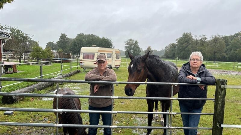 Angst vor dem Wolf: Pferdehalterinnen halten nachts Wache – Radfahrer verfolgt Hauptsache artgerecht - so halten Tanja Kownatka und Margitta Bertram ihre Tiere. Im Offenstall, mit Paddock und Weide sind Shetty Lörchen und die Hannoveraner-Stute El Luisa glücklich. Darum halten die Frauen jetzt nachts Wolfswache im Wohnwagen.
