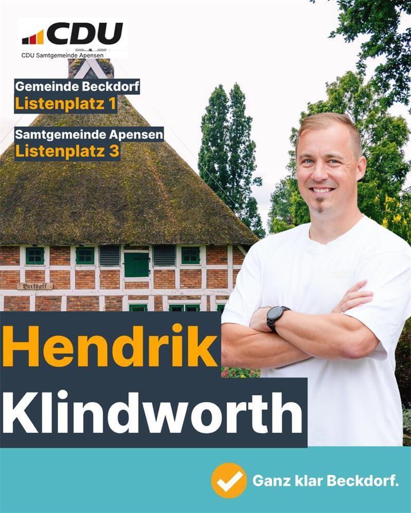 Vom Handballer zum Bürgermeister: „Hinni“ will in Beckdorf weitermachen Hendrik Klindworth ist CDU-Spitzenkandidat für die Gemeinde Beckdorf.