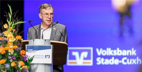 Henning Porth während seiner Verabschiedung im Stadeum: „Die Arbeit war mein Ding.“