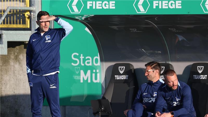 Inklusive Traumtor: Münster schlägt Hertha BSC Hertha-Coach Stefan Leitl hatte wenig Grund zur Freude.
