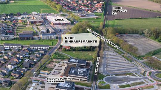 Hier sollen in Stade-Riensförde neue Einkaufsmärkte entstehen.