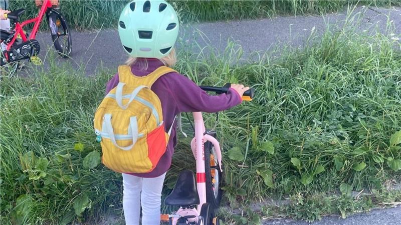 Hindernis: Kinder, die mit dem Rad auf den Fußweg wollen, müssen erst den Grünstreifen überwinden.