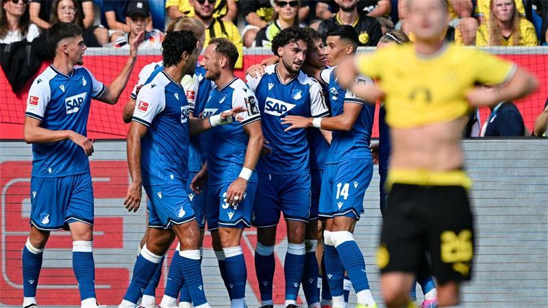 3:2 nach 0:2 - BVB gelingt spektakulärer Sieg bei Hoffenheim Hoffenheim jubelt, BVB-Profi Ryerson ist frustriert.