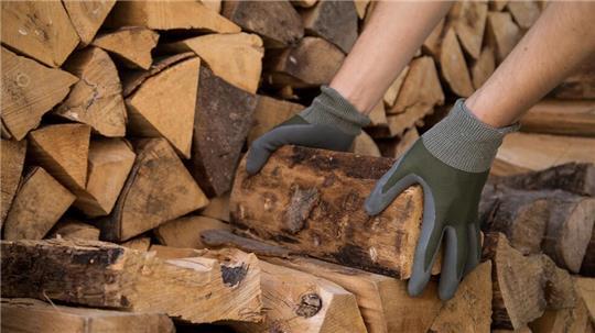 Holz-Nachschub für den Kamin muss nach dem Schlagen im Wald zum Trocknen gestapelt werden. Erst nach ein bis zwei Jahren Trocknungszeit darf es dann zum Heizen verwendet werden.