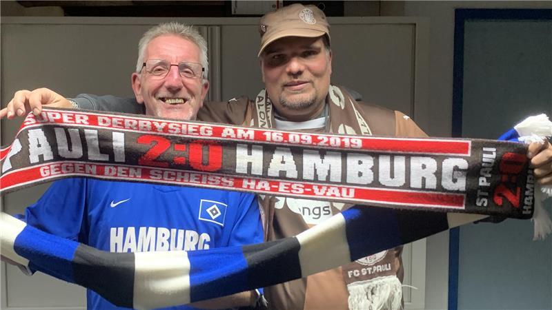 Horst Lehmann (links) will auf gar keinen Fall schon wieder gehässige Sprüche von Benjamin Koch-Böhnke einstecken müssen - dafür muss der HSV am Millerntor gewinnen. Es geht um die Stadtmeisterschaft.