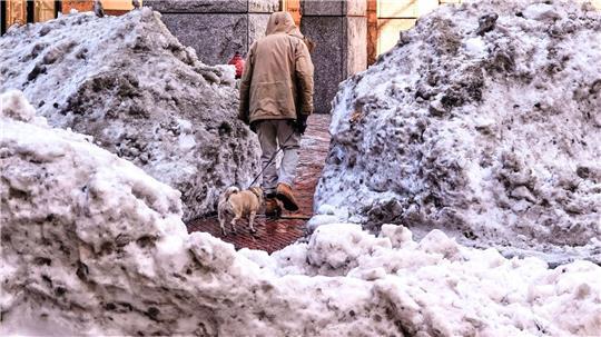 Hundewetter: Schmutziger Schnees türmt sich in Boston auf.