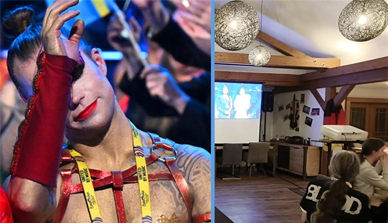 ESC im „Eysten“: Auf gute Stimmung folgt Enttäuschung bei Familie und Fans Im "Eysten" (rechts) drückten Fans Lord of the Lost die Daumen. Geholfen hat es nicht: Die Band mit dem Fredenbecker Bassisten Klaas Helmecke (links) war Schlusslicht beim Eurovision Song Contest. Fotos: dpa/Bisping