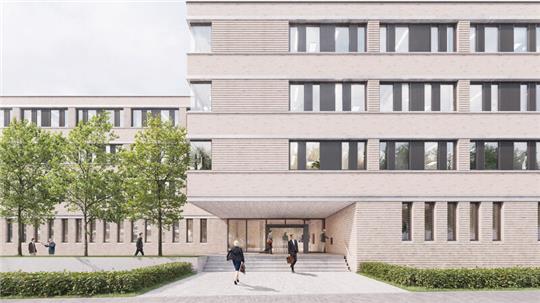 Im Herbst 2025 soll das Gebäude fertig sein. Dann sind alle 330 Beschäftigten des Finanzamts Stade nicht mehr auf vier Standorte in der Stadt verteilt, sondern unter einem Dach.