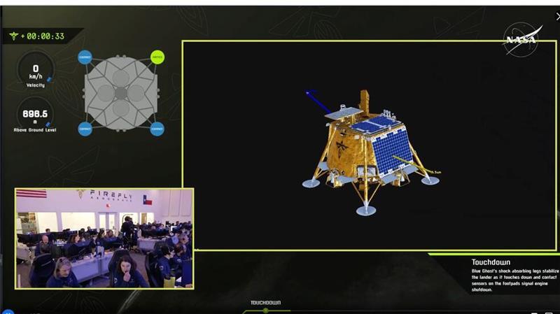 Mondlander setzt erfolgreich auf - zehn Instrumente an Bord Im Livestream der US-Raumfahrtbehörde Nasa konnte man die Landung live mitverfolgen.