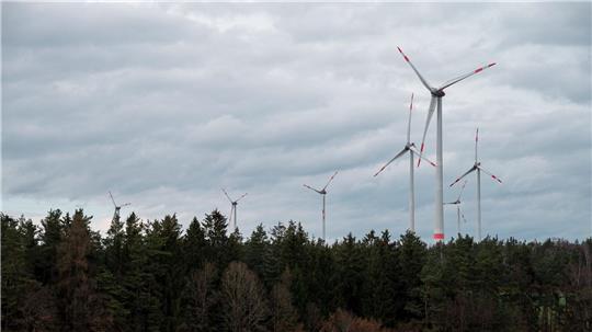 Im Süden Niedersachsens sollen Waldflächen für Windräder geöffnet werden, wie hier in Bayern. (Archivbild)