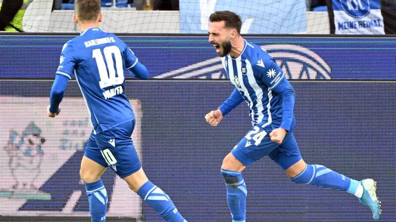 Schleusener schießt KSC zum Sieg gegen Rijeka Im Test gegen Rijeka entschied Fabian Schleusener (r) die Partie mit seinem Tor.