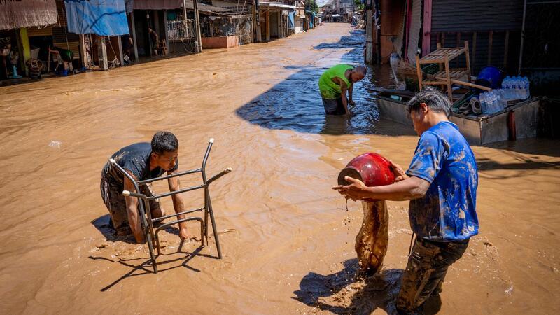 In Nordthailand gibt es schwere Überschwemmungen.