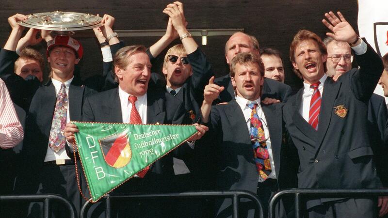 In Stuttgart feierte Daum (r.) 1992 den Meistertitel.