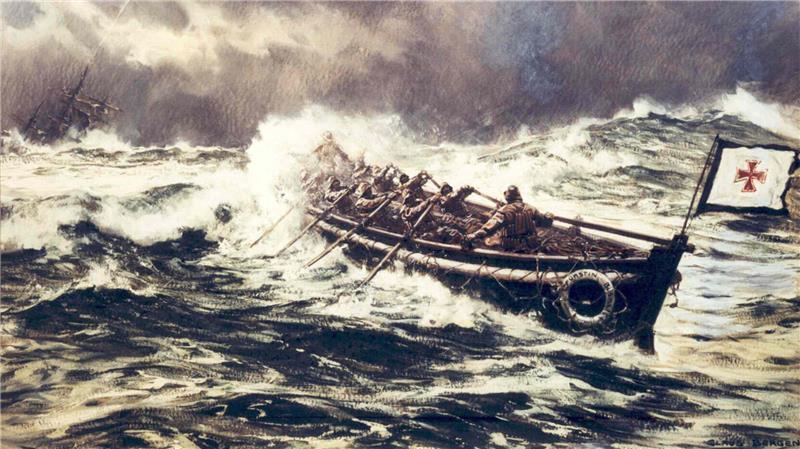 Sie sind jeden Tag im Einsatz: Die Arbeit der Seenotretter In den ersten Jahrzehnten nach Gründung der DGzRS vor 160 Jahren waren die Seenotretter in offenen Ruderrettungsbooten im Einsatz.