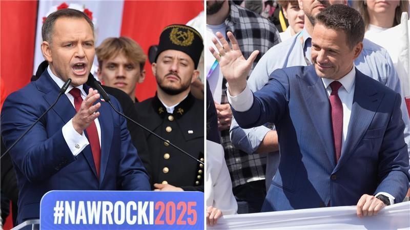 Präsidentenwahl in Polen: „Nach vorn oder zurück?“ In der Stichwahl um das Präsidentenamt in Polen trifft der Rechtskonservative Karol Nawrocki (links) auf den Liberalen Rafal Trzaskowski. (Archivbild)