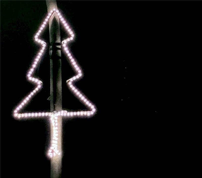 In diesem Jahr erleuchten erstmals Tannenbäume an Straßenlaternen den Weg zur Mulsumer Kirche.