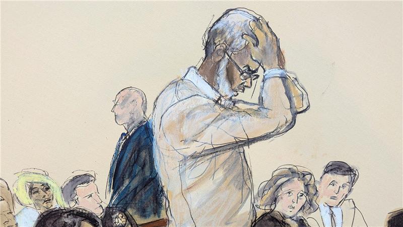 Bilder des Tages In dieser Skizze aus dem Gerichtssaal reagiert Sean „Diddy“ Combs, als er während seiner Strafmaßverkündung vor dem Bundesgericht in Manhattan eine Erklärung abgibt.