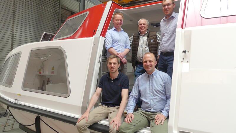 In einem Boot: Das Führungsteam der Hatecke-Werft (oben von links): Krischan Oltmann, Peter Hatecke, Markus Hatecke, (unten, von links) Hannes Hatecke und Mandus Witt.