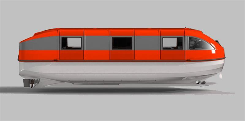 In weniger als drei Minuten sitzen 460 Personen im neuen Rettungsboot . Das hat ein Besetzungs-Test ergeben. Visualisierung Hatecke