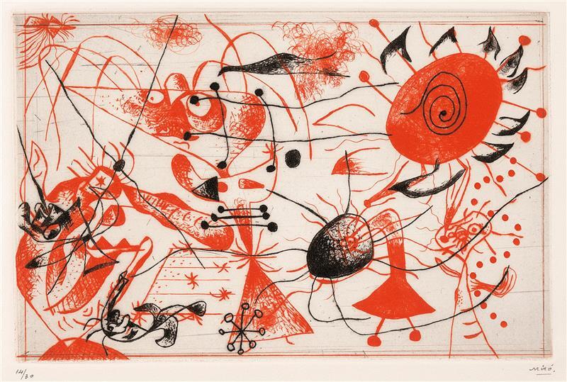 Siegels Vermächtnis: Deshalb kann Stade einen Sammlerschatz zeigen Joan Miró, Série Noire et Rouge, 1938, Kaltnadelradierung auf Velin von „Arches“