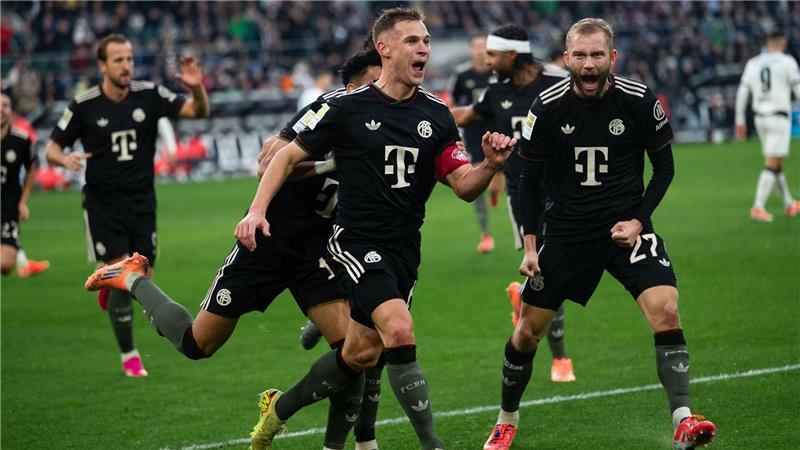 Bayern treffen spät zum Sieg nach großem Gladbacher Kampf Josuha Kimmich (M) brachte den FC Bayern in Führung.
