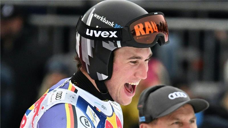 Jubel der Freude und Erleichterung: Luis Vogt nach Platz acht in Kitzbühel.