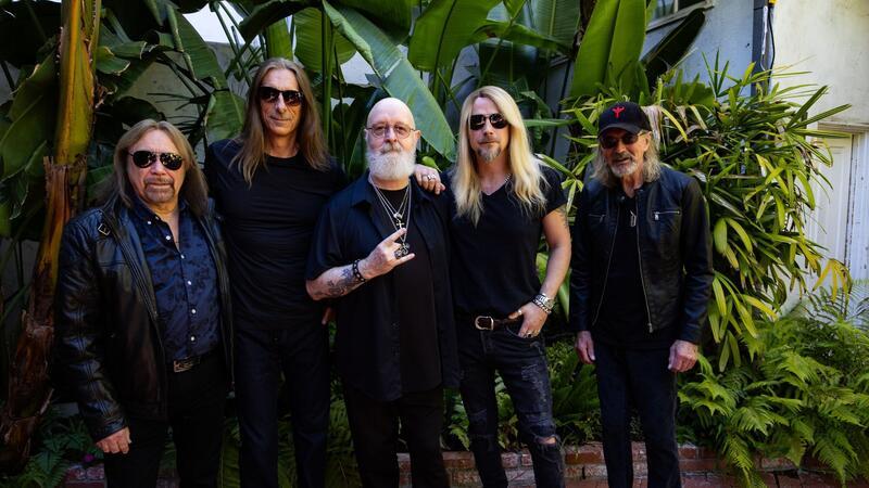 Judas Priest (l-r): Ian Hill, Scott Travis, Rob Halford, Richie Faulkner und Glenn Tipton.