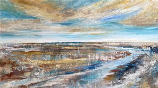 Julia Ostertag malt norddeutsche Landschaften: „Nipptide“ heißt dieses Acryl-Gemälde.