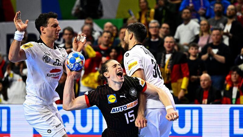 Remis gegen Österreich: DHB-Team bangt um EM-Halbfinale Juri Knorr (M) und die DHB-Auswahl trennten sich von Österreich Remis.