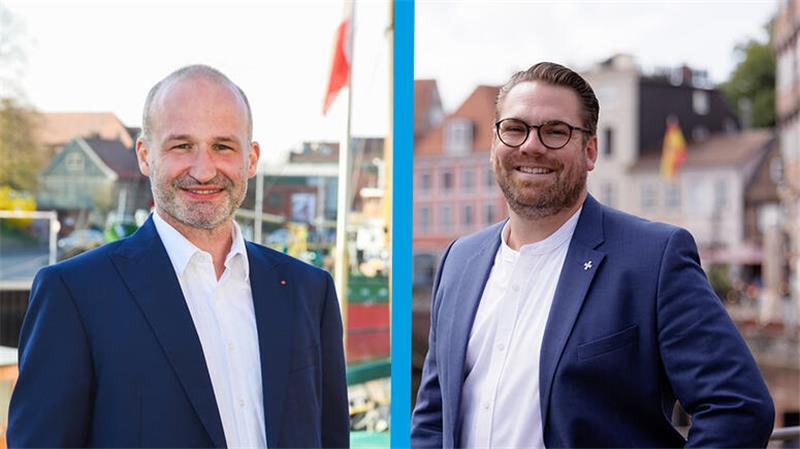 Kai Koeser (SPD, links) und Arne Kramer (CDU) kandidieren beide für das Amt des Stader Bürgermeisters.