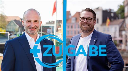 Kai Koeser am Stadthafen (SPD, links) und Arne Kramer (CDU) am Alten Hafen kandidieren beide für das Amt des Stader Bürgermeisters.