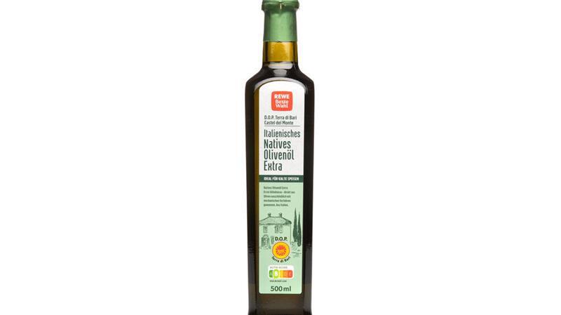 Kam auf Platz 1: das Olivenöl Beste Wahl, Italienisches Natives Olivenöl Extra von Rewe für 15,98 Euro/Liter.