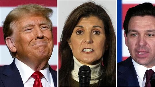 Kann Nikki Haley in New Hampshire gegen den früheren US-Präsidenten Donald Trump gewinnen? Wetten sollte man darauf besser nicht - vor allem nach dem Ausstieg von Ron DeSantis (r).
