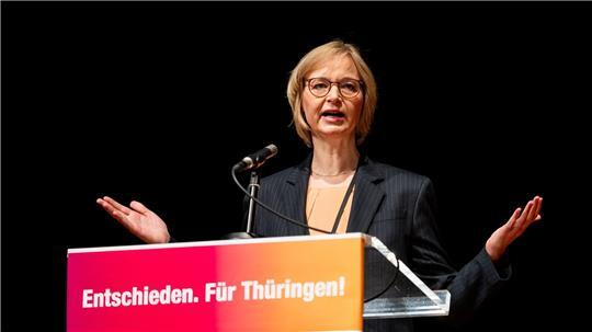 Katja Wolf setzte sich in einer Kampfkandidatur um den Thüringer Parteivorsitz durch 