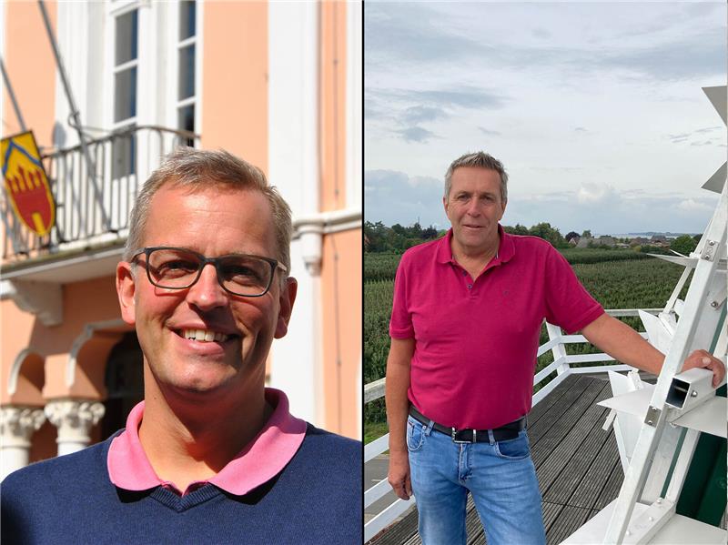 Knut Willenbockel (parteilos) ist der neue Chef in Horneburg (links), Timo Gerke (parteilos) ist der neue Bürgermeister der Samtgemeinde Lühe. Fotos: Lohmann/Vasel