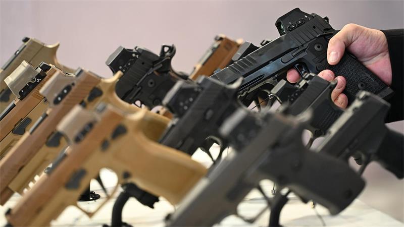 Heckler & Koch macht so viel Gewinn wie noch nie Konkurrent Sig Sauer fertigt Pistolen, die er bei der Waffenmesse Eurosatory zur Schau stellte.