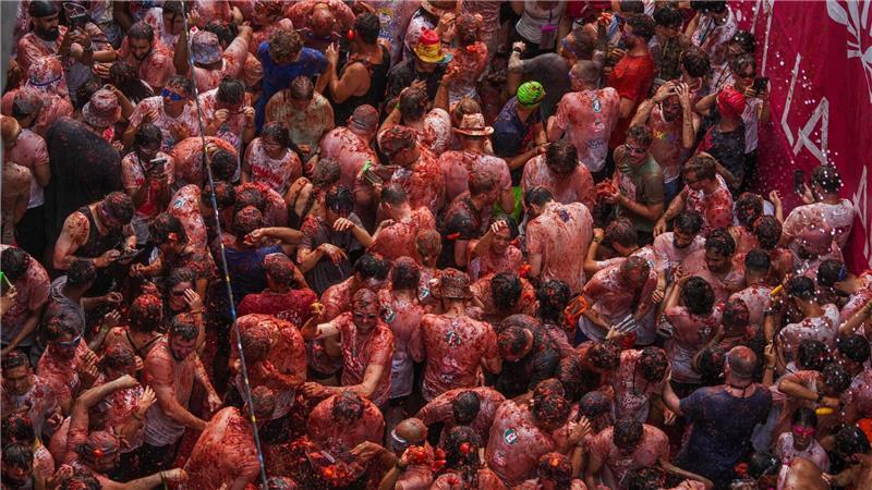 Bilder des Tages „La Tomatina“ - Tomatenschlacht in Spanien.