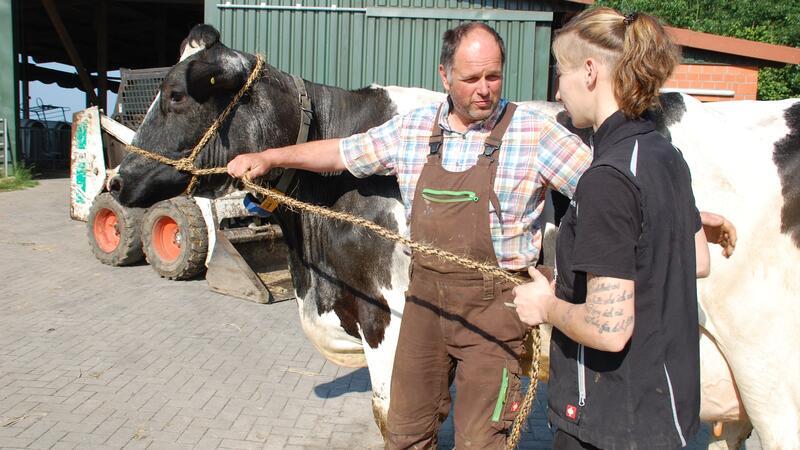 Die mit der Kuh kuschelt: Warum eine Tierwirtin Lust auf die Landwirtschaft hat Lagebesprechung mit Chef Heinrich Dammann.
